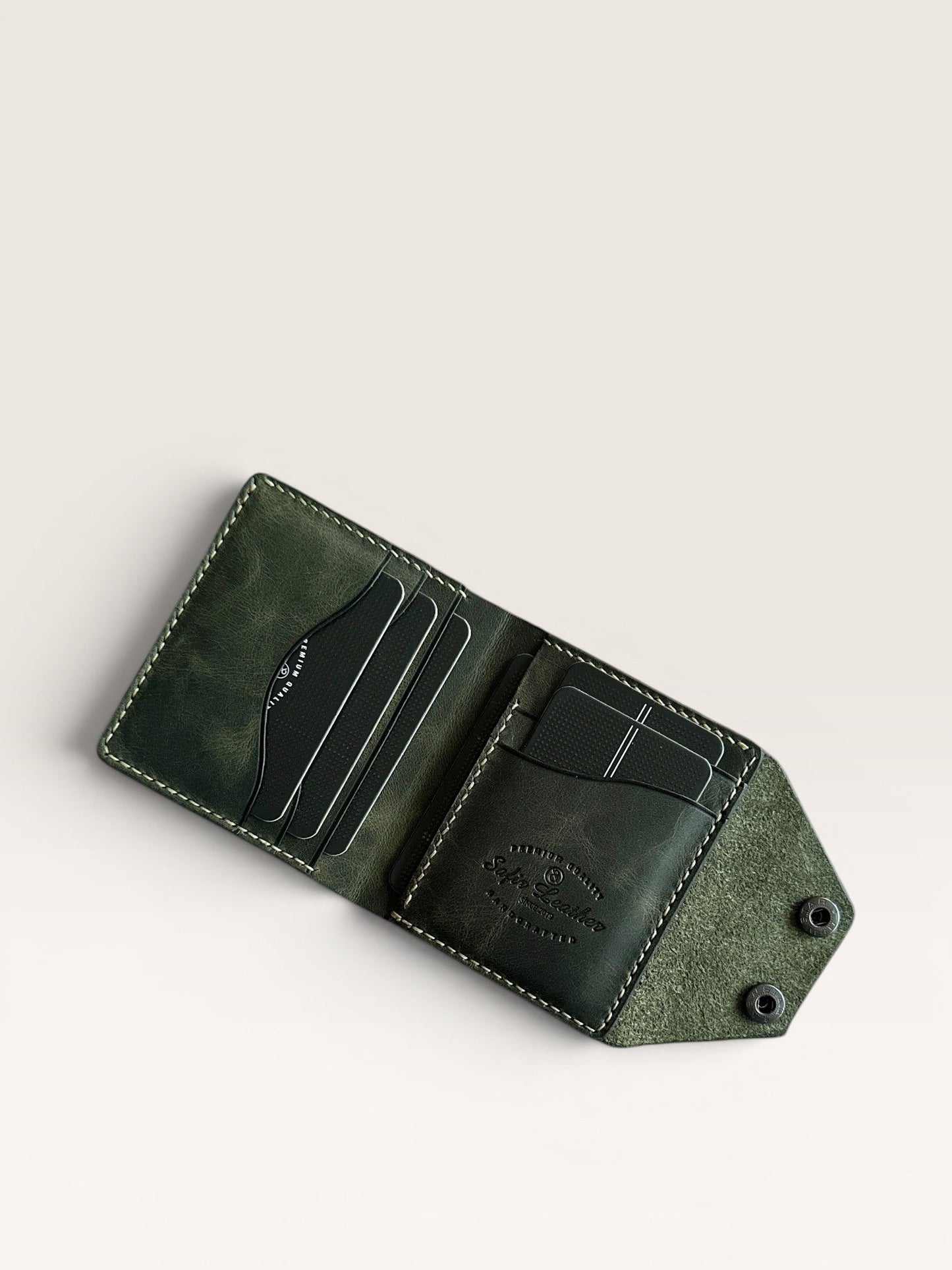 Babil Lock Hakiki Deri Cüzdan - Yeşil Haki